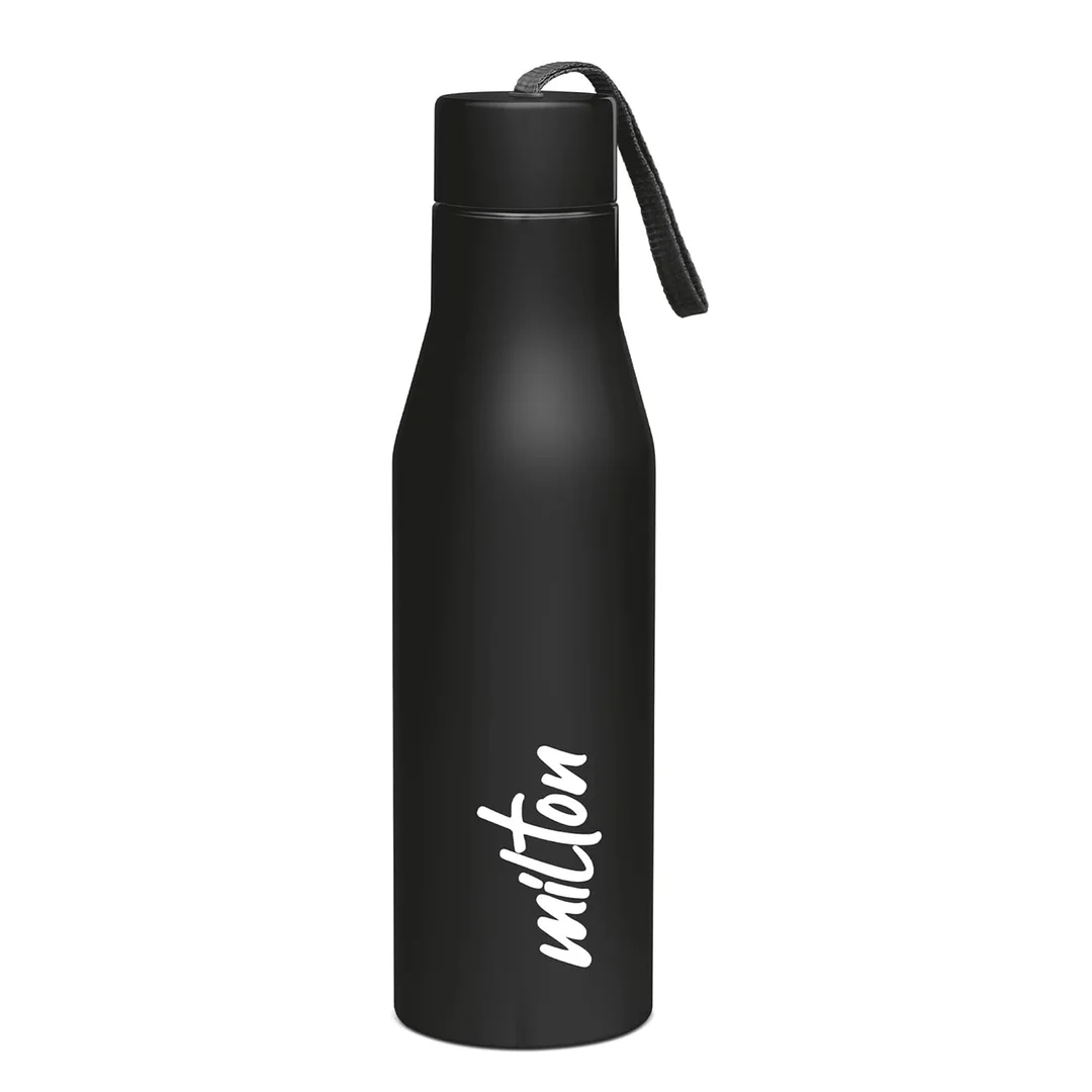 Milton super 500 Stainless Steel Water Bottle 475 ml | Leak Proof black School Gym image 1