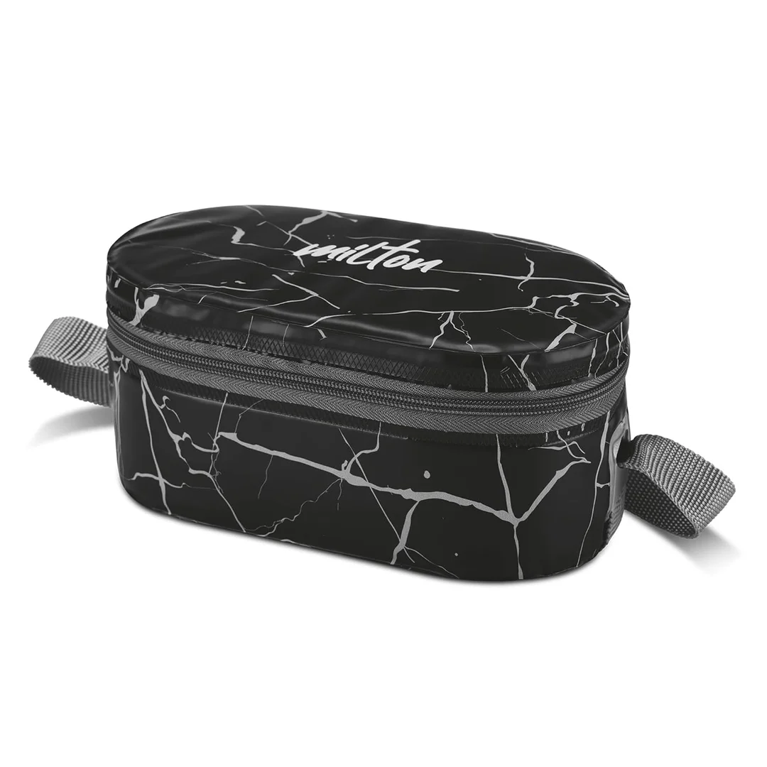 MILTON Executive Lunch Box with Steel Cutlery| 2×280ml Stainless Steel Containers + 450ml Microwave Safe Oval Plastic| Insulated Leakproof Office Tiffin for Daily Lunch Carry India image 1