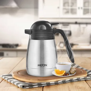 Milton Thermosteel Vacuum Insulated Carafe 600 ml – Leak‑Proof, Double‑Wall Stainless Steel Hot & Cold Flask for Office & Home Use thumbnail 1
