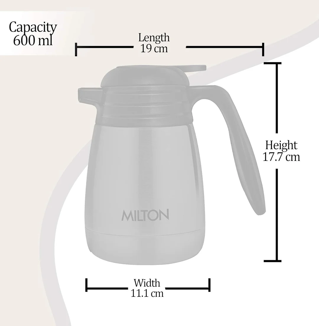 Milton Thermosteel Vacuum Insulated Carafe 600 ml – Leak‑Proof, Double‑Wall Stainless Steel Hot & Cold Flask for Office & Home Use image 4