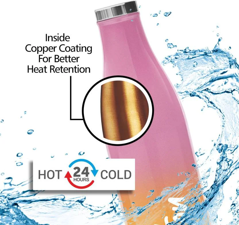 Milton Prudent 1100 Thermosteel Flask 1 | Vacuum Insulated Hot & Cold | Leak‑Proof | Double‑Wall Steel | Pink Orange image 2