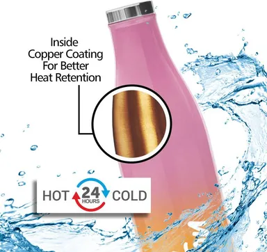  Milton Prudent 1100 Thermosteel Flask 1  | Vacuum Insulated Hot & Cold | Leak‑Proof | Double‑Wall Steel | Pink Orange thumbnail 1