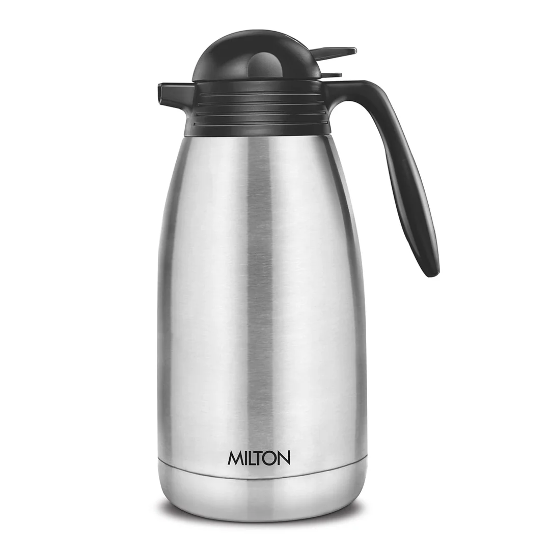 Milton Carafe 2000, Stainless Steel Vacuum Insulated Flask 2L | Leak Proof, Rust Free | Hot & Cold | Travel, Home, Office Use | Silver image 1