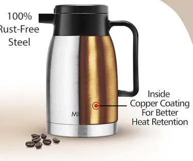 Milton Omega 500ml Stainless Steel Vacuum Insulated Flask | Hot & Cold Coffee Tea Carafe Leak-Proof Silver for Travel Office Daily Use thumbnail 1