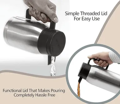 Milton Omega 500ml Stainless Steel Vacuum Insulated Flask | Hot & Cold Coffee Tea Carafe Leak-Proof Silver for Travel Office Daily Use thumbnail 2
