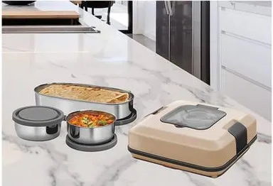 Milton Electric Tiffin | Electron Futron 3 Container Heated Lunch Box | Portable Office Travel thumbnail 0
