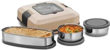 Milton Electric Tiffin | Electron Futron 3 Container Heated Lunch Box | Portable Office Travel thumbnail 2