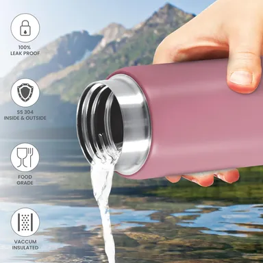 Milton Minimate 200 | 190 ml Thermosteel Insulated Water Bottle | Leak Proof | Office Gym School | Berry thumbnail 1
