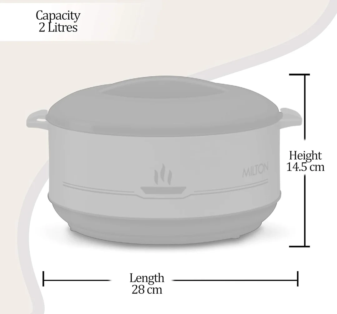 Milton Buffet 2000 ml Inner Steel PU Insulated Serving Casserole with Lid for Hot & Cold Food Storage Daily Kitchen Use image 5