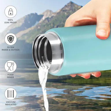 Milton Minimate 200 | 190 ml Thermosteel Insulated Water Bottle | Leak Proof| 24 Hr Hot & Cold | Office, Gym, School | Blue thumbnail 1