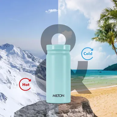 Milton Minimate 200 | 190 ml Thermosteel Insulated Water Bottle | Leak Proof| 24 Hr Hot & Cold | Office, Gym, School | Blue thumbnail 3