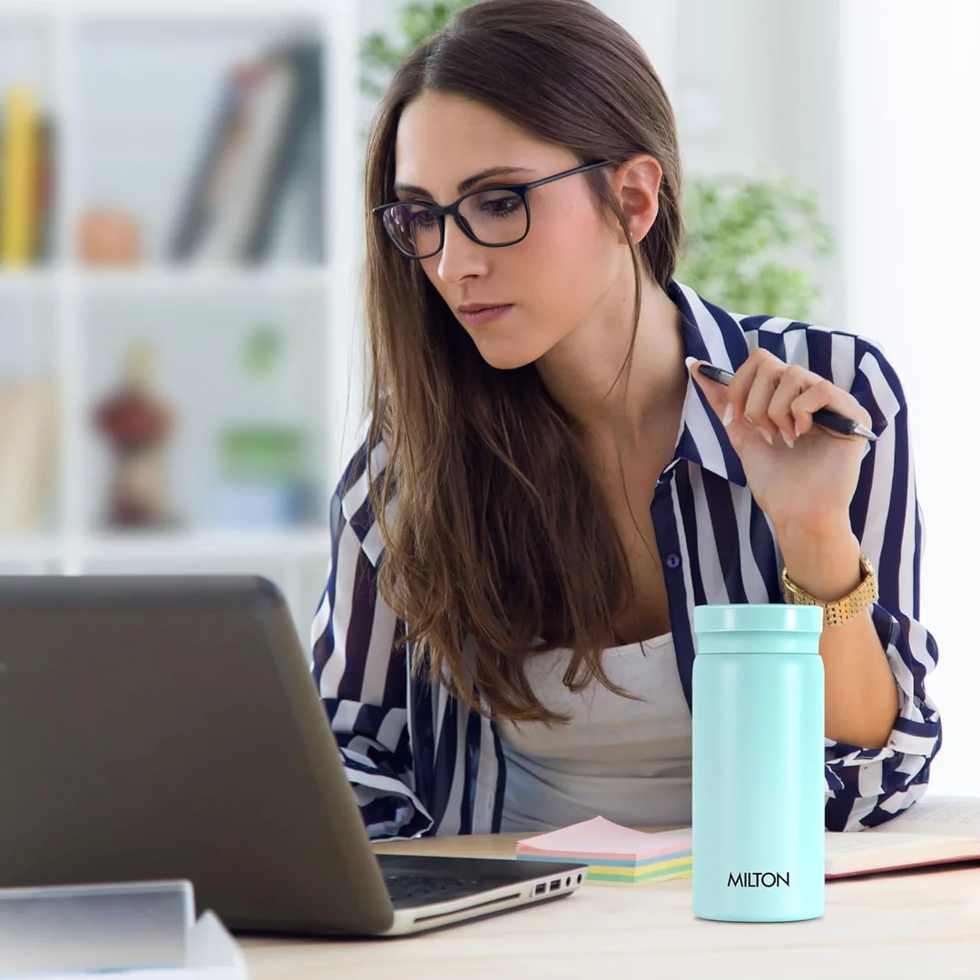 Milton Minimate 200 | 190 ml Thermosteel Insulated Water Bottle | Leak Proof| 24 Hr Hot & Cold | Office, Gym, School | Blue image 5