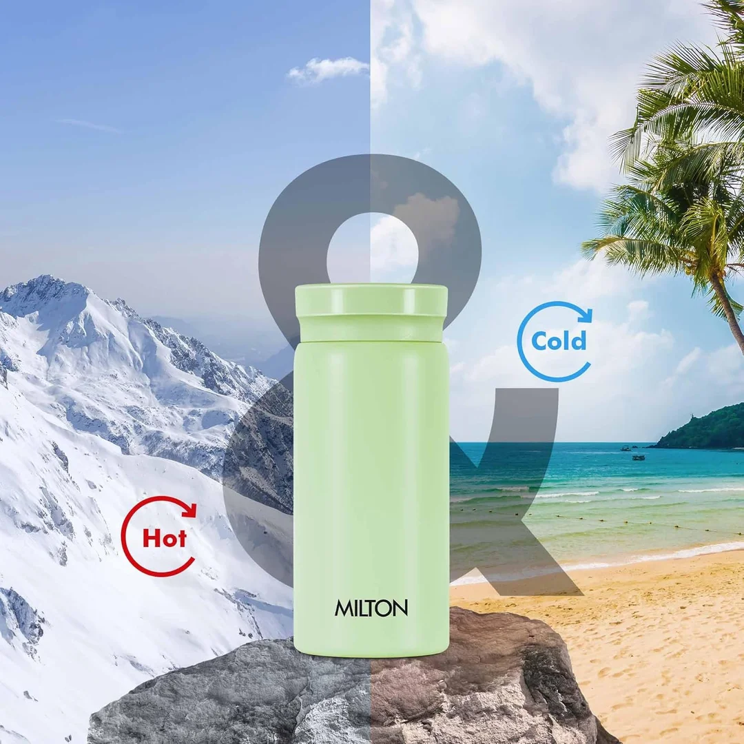 Milton Minimate 200 | 190 ml Thermosteel Insulated Water Bottle | Leak Proof| Office Gym School | Light Green image 3