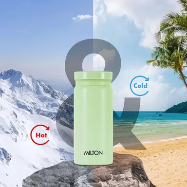 Milton Minimate 200 | 190 ml Thermosteel Insulated Water Bottle | Leak Proof| Office Gym School | Light Green thumbnail 2