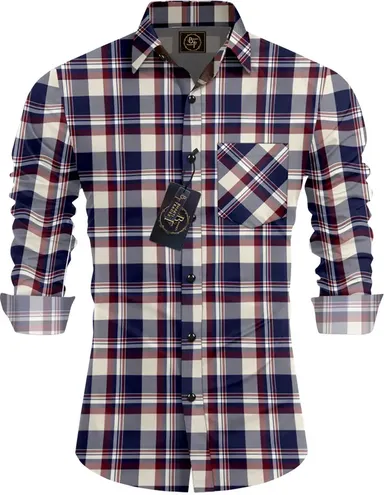Men Slim Fit Multicolor Checkered Casual Shirt | Cotton Blend | Full Sleeve | Buy Checkered Shirt thumbnail 0