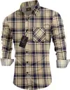 Men’s Checkered Casual Shirt | Khaki Blue Regular Fit | Cotton Blend | Stylish Everyday Wear| Full Sleeve Button-Down image 3