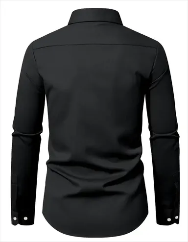 Men Solid Black Casual Shirt Slim Fit Cotton | Stylish Office & College Wear  thumbnail 1
