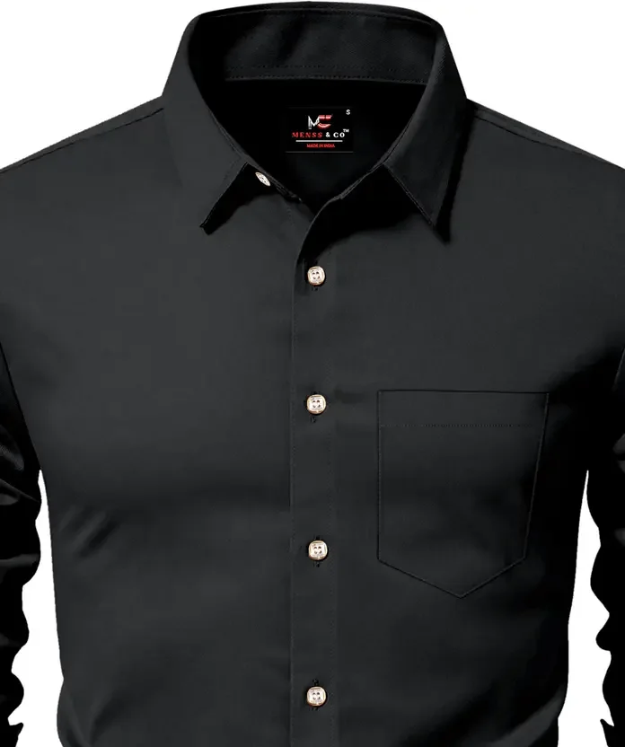 Men Solid Black Casual Shirt Slim Fit Cotton | Stylish Office & College Wear image 4