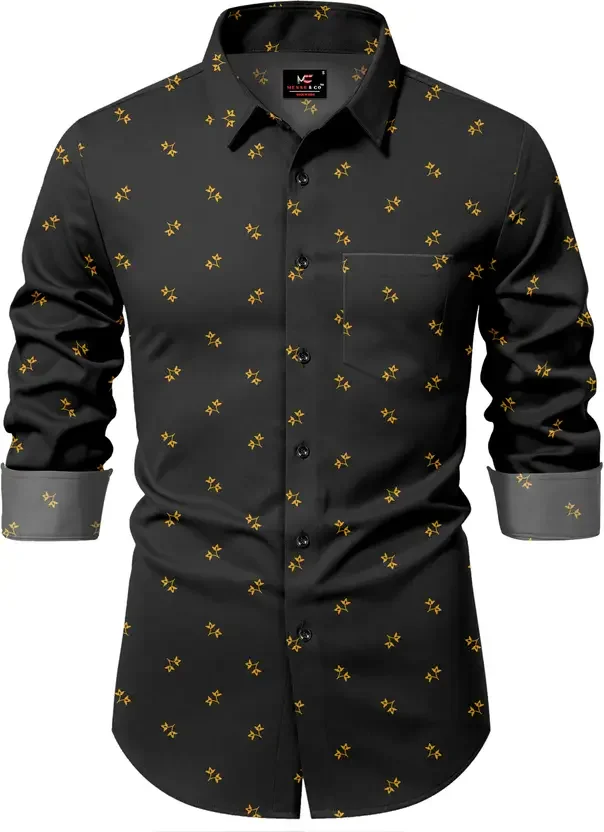 Men Solid Black Casual Shirt Slim Fit Cotton | Stylish Office & College Wear image 1