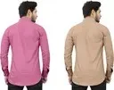 Men Cotton Shirt Pink Beige | Plain Formal Shirt for Office | Party Wear | Dual Color Stylish Daily Wear for Men image 3