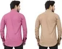 Men Cotton Shirt Pink Beige | Plain Formal Shirt for Office | Party Wear | Dual Color Stylish Daily Wear for Men thumbnail 2