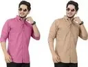 Men Cotton Shirt Pink Beige | Plain Formal Shirt for Office | Party Wear | Dual Color Stylish Daily Wear for Men image 4