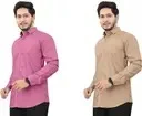 Men Cotton Shirt Pink Beige | Plain Formal Shirt for Office | Party Wear | Dual Color Stylish Daily Wear for Men image 2