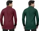 Men Cotton Shirt Maroon Dark Green | Plain Formal Shirt for Office & Party Wear | Dual Color Stylish Premium Shirt for Men image 3