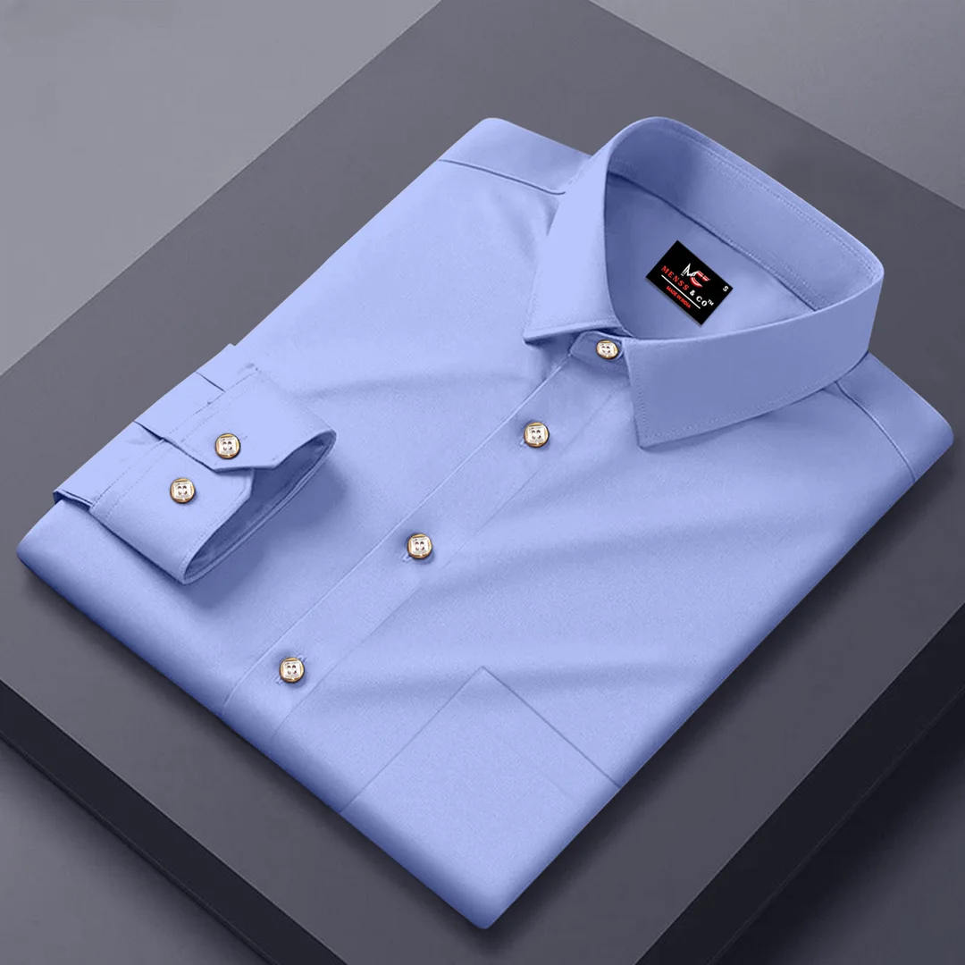 Men’s Casual Shirt Solid | Light Blue Cotton Slim Fit | Summer Shirt for Office |Daily Wear image 1