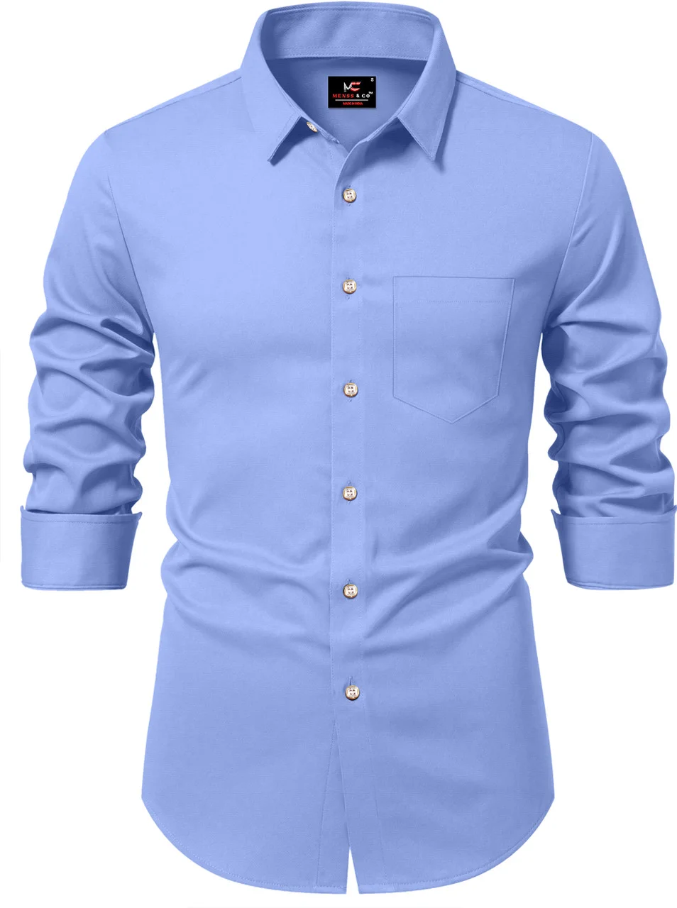 Men Solid Casual Shirt | Light Blue Cotton | Slim Fit  Office & Daily Wear image 1