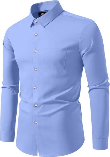 Men Solid Casual Shirt | Light Blue Cotton | Slim Fit  Office & Daily Wear thumbnail 2