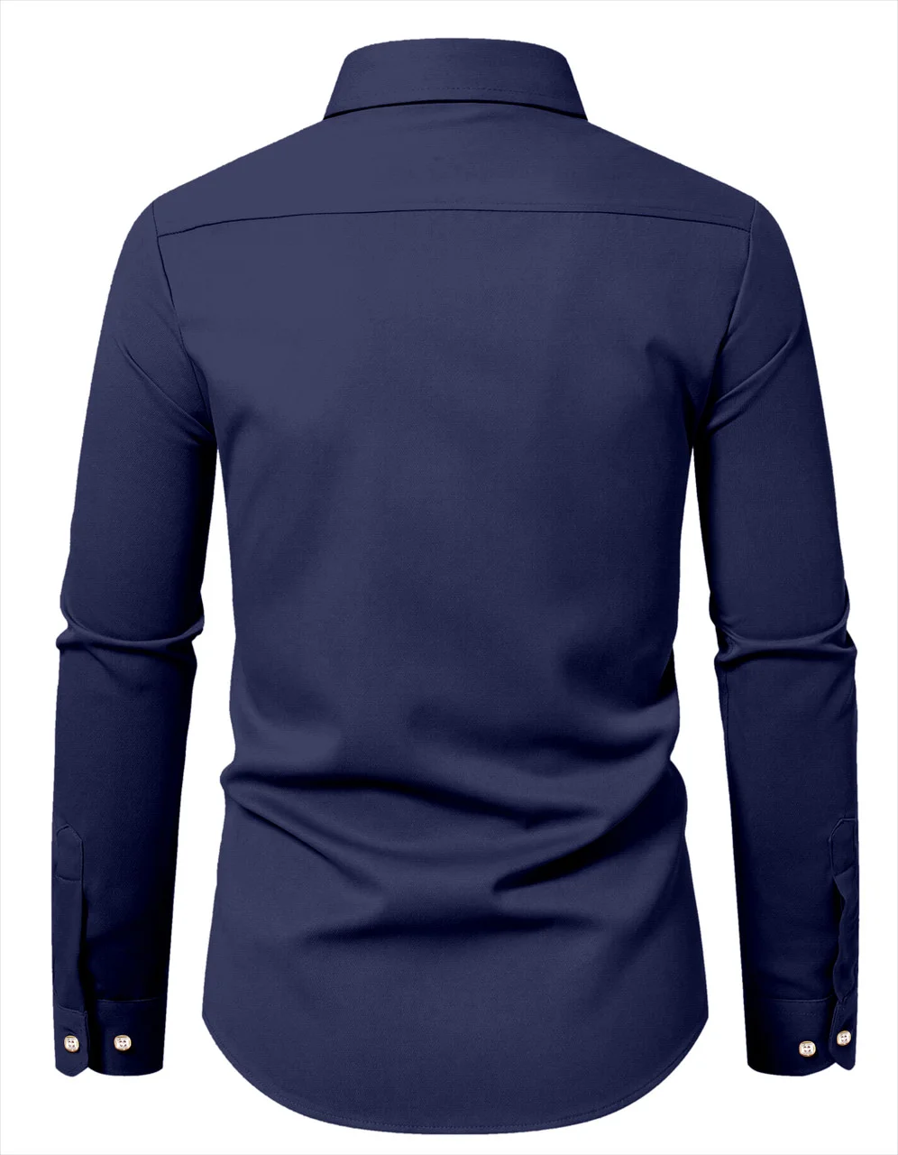 Men solid casual dark blue shirt | breathable cotton full sleeve shirt regular fit for office part image 2