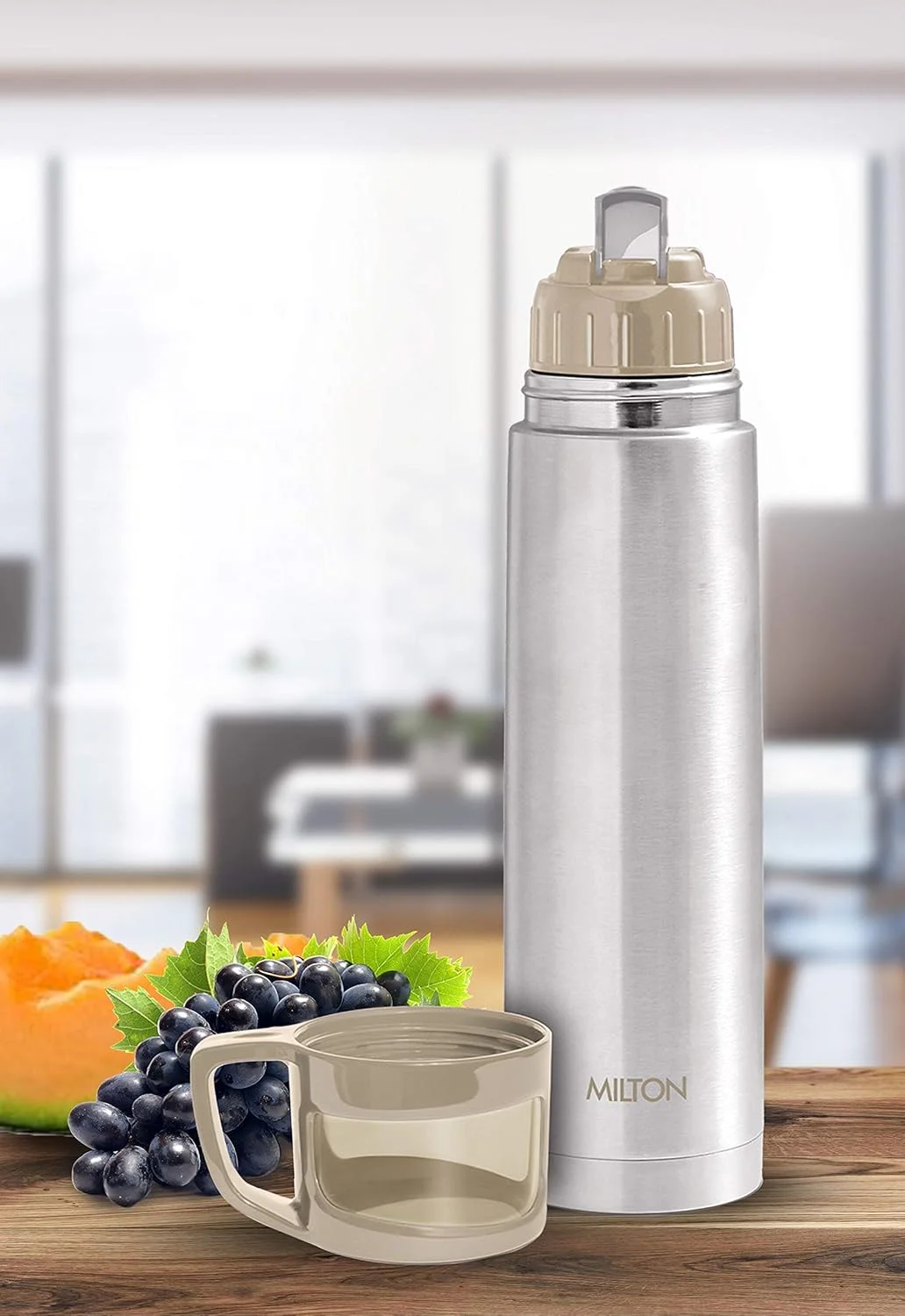 Milton Glassy Thermosteel Flask 1L | Vacuum Insulated, Leak Proof | Hot & Cold 24 Hr | Travel, Office, School Use image 2
