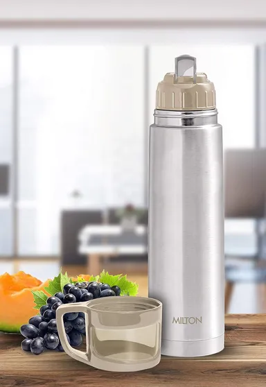 Milton Glassy Thermosteel Flask 1L | Vacuum Insulated, Leak Proof | Hot & Cold 24 Hr | Travel, Office, School Use  thumbnail 1