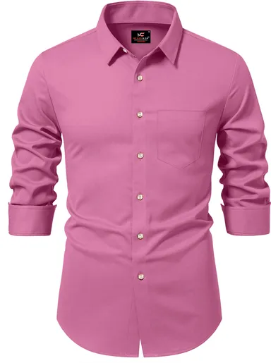 Men Solid Casual Pink Shirt | Stylish Summer Cotton Wear| Affordable Fashion thumbnail 0