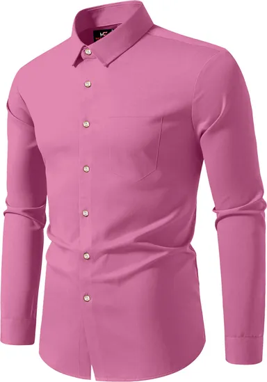 Men Solid Casual Pink Shirt | Stylish Summer Cotton Wear| Affordable Fashion thumbnail 2