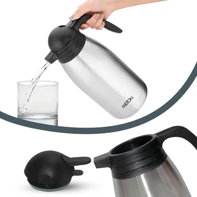 Milton Thermosteel Carafe 1000 ml Stainless Steel Vacuum Insulated Flask with Lid & Handle Silver Double Walled Leak Proof Hot Cold Retention thumbnail 5
