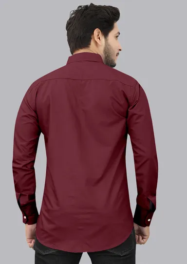 Men’s Maroon Solid Casual Shirt | Partywear Officewear Stylish Fit Affordable,  thumbnail 1