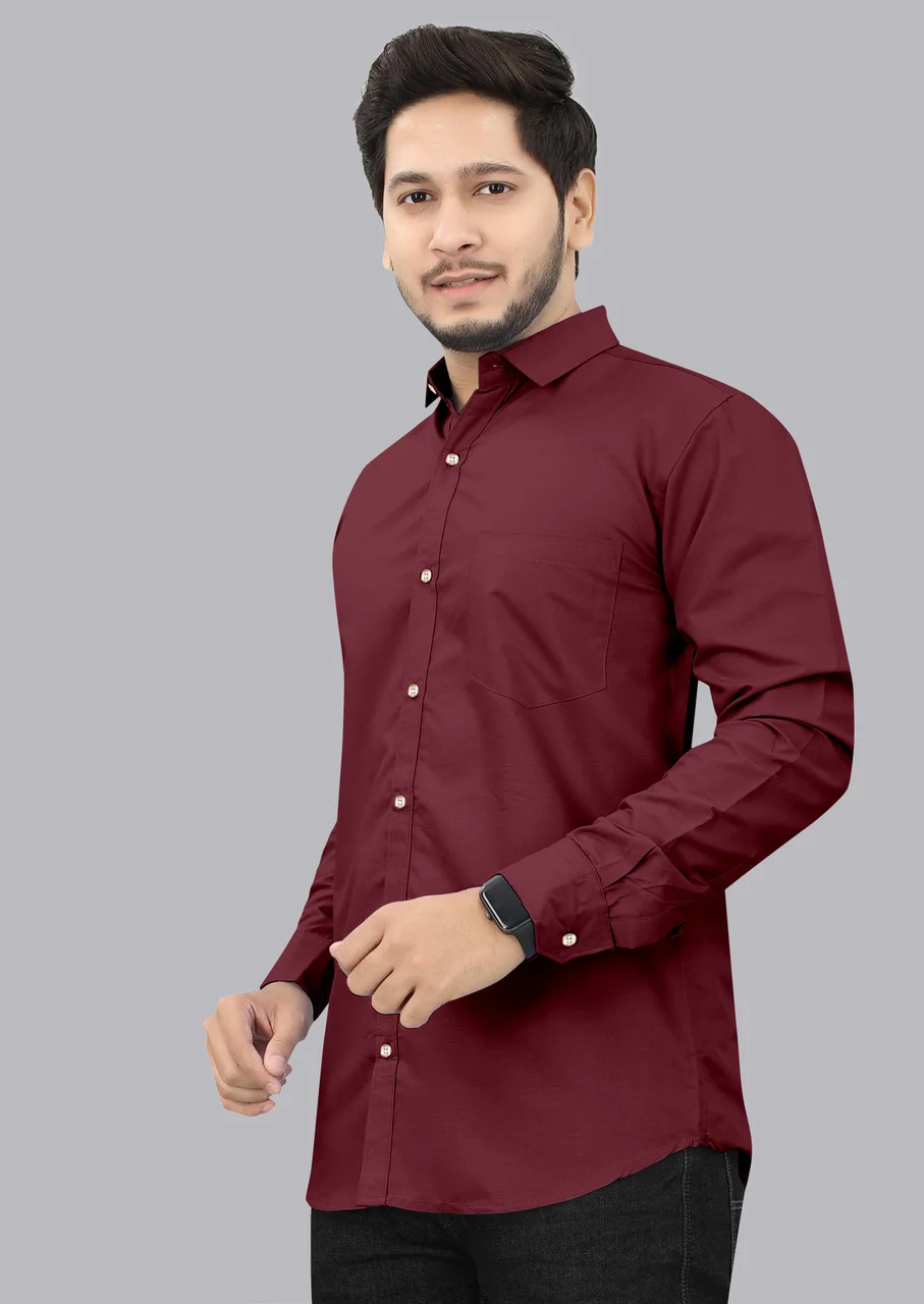 Men’s Maroon Solid Casual Shirt | Partywear Officewear Stylish Fit Affordable,  image 3