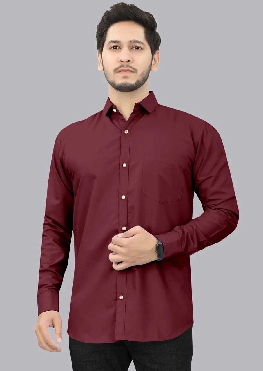 Men’s Maroon Solid Casual Shirt | Partywear Officewear Stylish Fit Affordable,  image 4