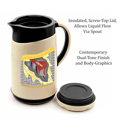 Milton Viva Tuff 750 ml Insulated Jug Black PU Vacuum Steel Leakproof Hot Cold Water Tea Coffee Flask BPA-Free Everyday Use thumbnail 1
