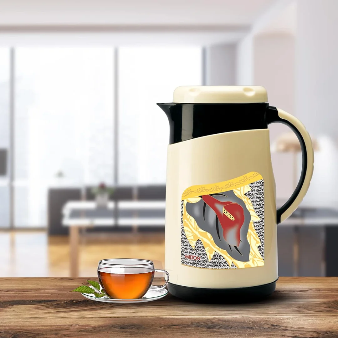 Milton Viva Tuff 750 ml Insulated Jug Black PU Vacuum Steel Leakproof Hot Cold Water Tea Coffee Flask BPA-Free Everyday Use image 1