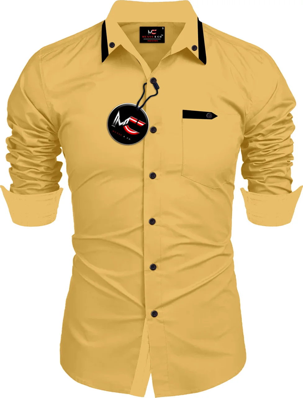 Men’s Self Design Shirt | Yellow Cotton Casual Shirt Summer Wear Stylish Everyday Fit for Men| Light Fabric image 2
