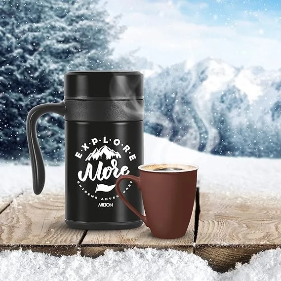 MILTON Cosmic 500 Thermosteel 440 ml Stainless Steel Coffee Mug, Black, Vacuum Insulated Hot & Cold Mug for Office & Travel image 2