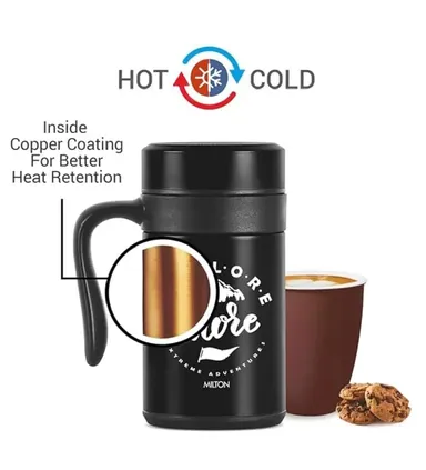 MILTON Cosmic 500 Thermosteel 440 ml Stainless Steel Coffee Mug, Black, Vacuum Insulated Hot & Cold Mug for Office & Travel thumbnail 2
