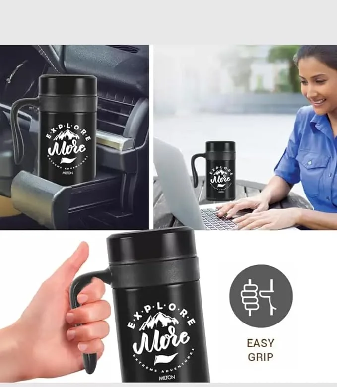 MILTON Cosmic 500 Thermosteel 440 ml Stainless Steel Coffee Mug, Black, Vacuum Insulated Hot & Cold Mug for Office & Travel image 4