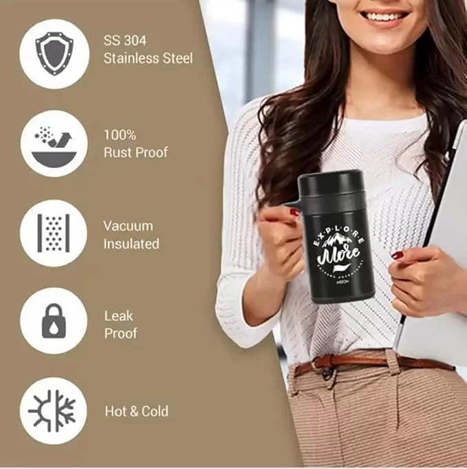 MILTON Cosmic 500 Thermosteel 440 ml Stainless Steel Coffee Mug, Black, Vacuum Insulated Hot & Cold Mug for Office & Travel image 5