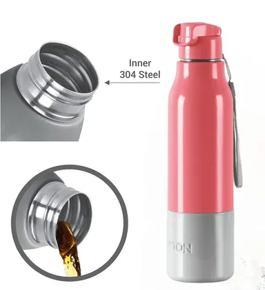 Milton Steel Sprint 900 Insulated Stainless Steel Water Bottle 630ml Easy Grip Leak Proof Bottle for School Office Gym Travel Pink thumbnail 3