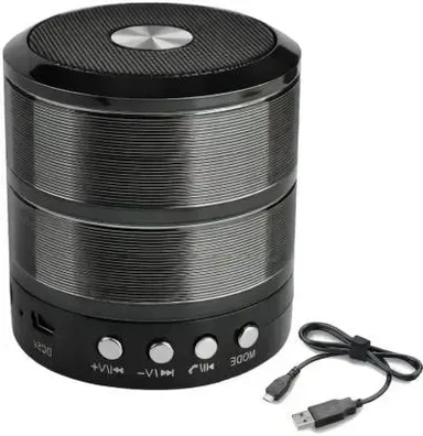  WS-887 Wireless Bluetooth Speaker | 10W Bass, Mic| FM |SD Card | Black thumbnail 0