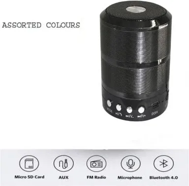  WS-887 Wireless Bluetooth Speaker | 10W Bass, Mic| FM |SD Card | Black thumbnail 2